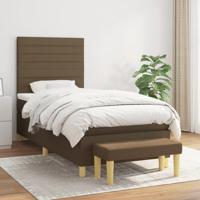Boxspring met matras stof donkerbruin 90x200 cm
