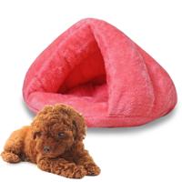 Driehoekige kat kennel warm Thicken Mongoolse yurt huisdier honden katten huis grootte: M 40 × 40 × 30cm (roze)