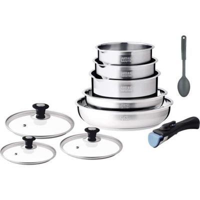 Inductiekookset - Arthur Martin - AM4485 - Roestvrij staal - 10-delig - Afneembare handgreep - Alle kookplaten inclusief inductie
