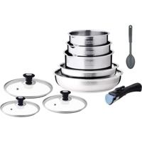 Inductiekookset - Arthur Martin - AM4485 - Roestvrij staal - 10-delig - Afneembare handgreep - Alle kookplaten inclusief inductie