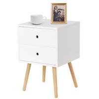Nachtkastje van MDF met 2 Laden Witte Nachttafel met Stabiele Structuur voor Slaapkamer Woonkamer 40 x 40 x 56 CM Wit