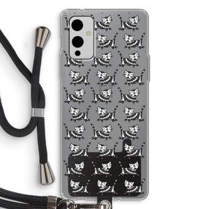 Zwarte poes: OnePlus 9 Transparant Hoesje met koord