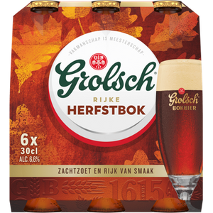 Grolsch Rijke Herfstbok Flessen 6 x 30cl Aanbieding bij Jumbo |  Alcoholhoudend of 0.0% 2 verpakkingen M.u.v. Radler en Geschenkverpakkingen
