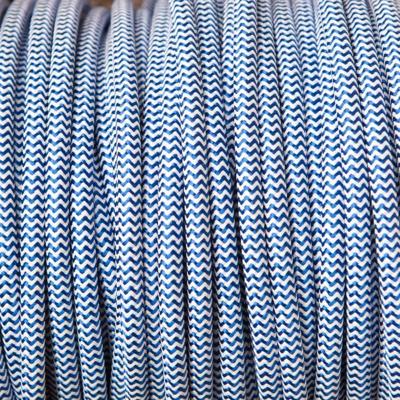Strijkijzersnoer Wit/blauw rond