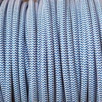 Strijkijzersnoer Wit/blauw rond