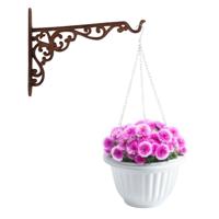 Hangpot + Muurhaak Bari - wit - D25 cm - kunststof - metaal - tuinaccessoires