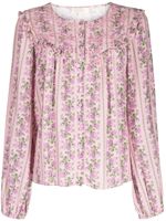 LoveShackFancy blouse Sanderson à fleurs imprimées - Rose