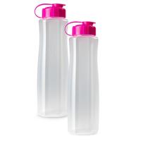 Waterfles/bidon - 2x - kunststof - roze - 1500 ml - sport/fitness drinkfles