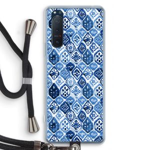 Blauw motief: Sony Xperia 5 II Transparant Hoesje met koord