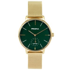 Prisma P.1442 Horloge Mesh staal goudkleurig-groen 32 mm