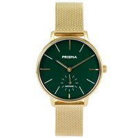 Prisma P.1442 Horloge Mesh staal goudkleurig-groen 32 mm