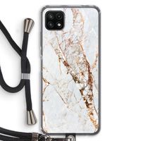 Goud marmer: Samsung Galaxy A22 5G Transparant Hoesje met koord