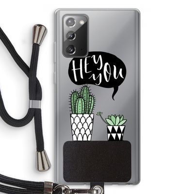 Hey you cactus: Samsung Galaxy Note 20 / Note 20 5G Transparant Hoesje met koord