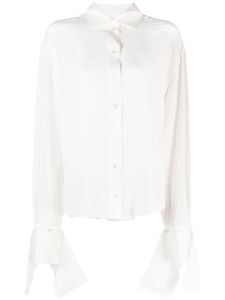 Rokh ruffle-cuffs silk shirt - Blanc