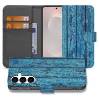 Samsung Galaxy S25 FE | Book Case | Afgebladderd Blauw Hout Met Pasjes