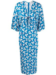 DVF Diane von Furstenberg robe mi-longue à fleurs - Bleu