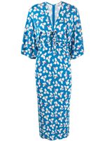 DVF Diane von Furstenberg robe mi-longue à fleurs - Bleu - thumbnail