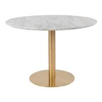 House Nordic Bolzano Marmer Eettafel Wit | Goud Ø110 cm