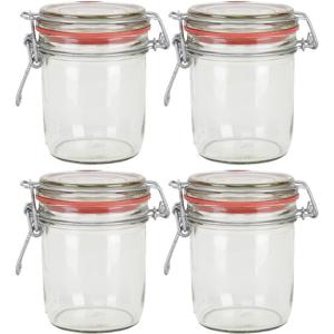 4x weckpot/inmaakpot - glas - 300 ml - met beugelsluiting - transparant