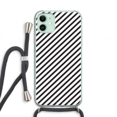 Strepen zwart-wit: iPhone 11 Transparant Hoesje met koord