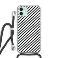 Strepen zwart-wit: iPhone 11 Transparant Hoesje met koord