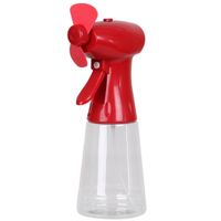 Ventilator/waterverstuiver voor in de hand - rood - verkoeling - 350 ml - thumbnail