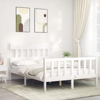 Bedframe zonder matras massief grenenhout wit 120x200 cm