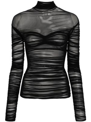 Mugler haut froncé à effet de transparence - Noir