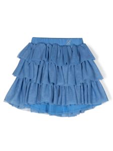 Miss Blumarine jupe en tulle volantée - Bleu