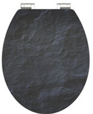 MDF High Gloss WC-bril BLACK STONE met soft-close lange levensduur: extreem onbreekbaar en krasbestendig comfort en functie: geruisloos sluiten dankzij de automatische valrem eenvoudig schoon te
