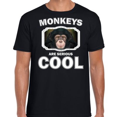 Dieren leuke chimpansee t-shirt zwart heren - monkeys are cool shirt Dieren leuke chimpansee t-shirt zwart heren - monkeys are cool shirt