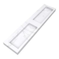 Brauer Coral Wastafel - 200 met 2 Spoelbakken en 0 Kraangaten - Marmerlook Calacatta Gold