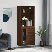 Hoge kast 69,5x34x180 cm bewerkt hout bruin eikenkleur