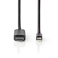 Nedis Mini DisplayPort-Kabel | Mini-DisplayPort Male naar HDMI | 48 Gbps | 2 m | 1 stuks - CCGP37604BK20 CCGP37604BK20 - thumbnail