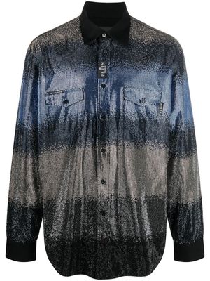 Philipp Plein chemise rayée à ornements en sequins - Noir