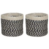 2x stuks naturel zwart rotan planten pot mand van gedraaid jute/riet H18 en D18 cm - thumbnail