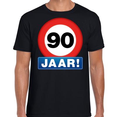 90 jaar geworden - Stopbord - verjaardag t-shirt - zwart - heren - Happy Birthday - kleding