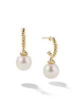 David Yurman 18kt yellow gold Solari drop pearl and diamond hoop earrings - Or - thumbnail