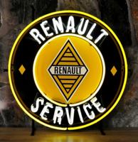 Renault Service Neon Met Achterplaat 65 x 65 cm Renault Service Neon Met Achterplaat 65 x 65 cm