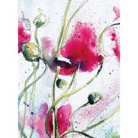 Fotobehang - Poppies Watercolour 192x260cm - Vliesbehang - thumbnail