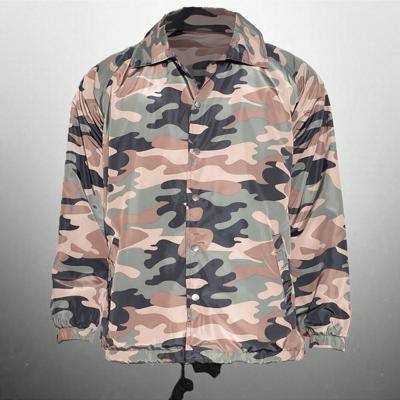 Mens Camo Lilac Fleece Lined Wind-Proof Snap Button Coach Jacket Camo Olive / XXXL