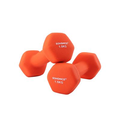 Hexagon dumbbells voor thuis met neopreen coating, Oranje / 2 x 1.5 kg