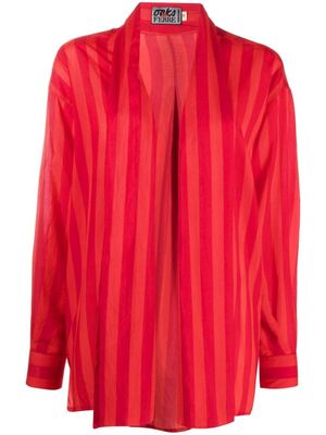 Gianfranco Ferré Pre-Owned veste rayée à col châle (années 1990) - Rouge