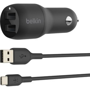 BoostCharge 2-poorts USB-A-autolader + USB-A/USB-C-kabel Oplader