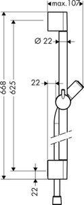 Hansgrohe Unica C Glijstang 65 Cm.met Isiflex Slang 160 Cm. Chroom