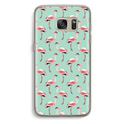 Flamingoprint groen: Samsung Galaxy S7 Transparant Hoesje