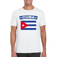 T-shirt met Cubaanse vlag wit heren