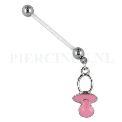 Navelpiercing zwangerschap speen roze