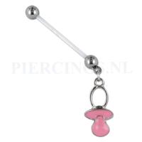 Navelpiercing zwangerschap speen roze