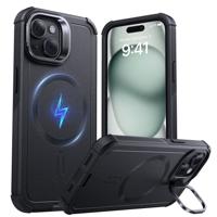 iPhone 15 Cyber Tough Magnetic Case with Stash Stand - Black iPhone 15 Cyber Tough Magnetic Case with Stash Stand - Black